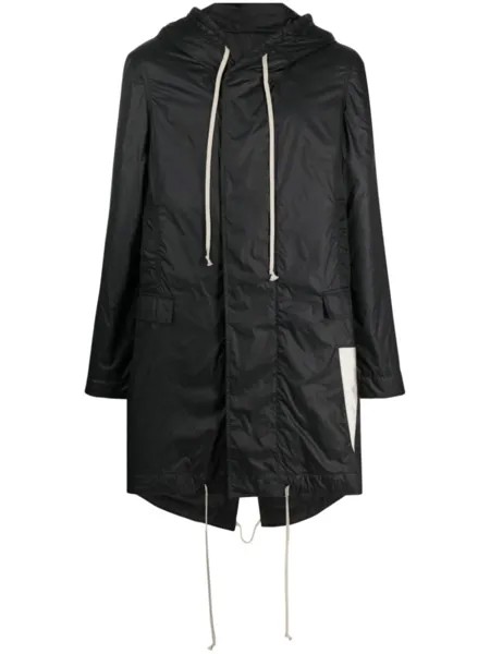 Rick Owens DRKSHDW парка фиштейл с капюшоном, черный