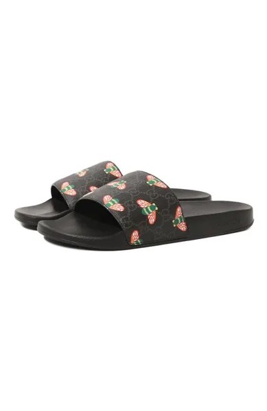 Комбинированные шлепанцы Gucci