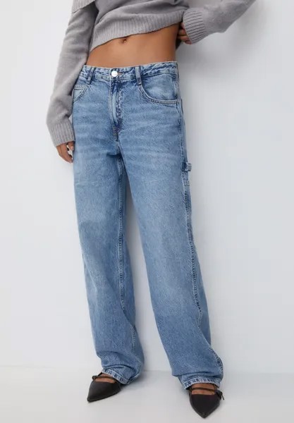 Джинсы-сигареты Mid-Rise Carpenter PULL&BEAR, цвет blue denim