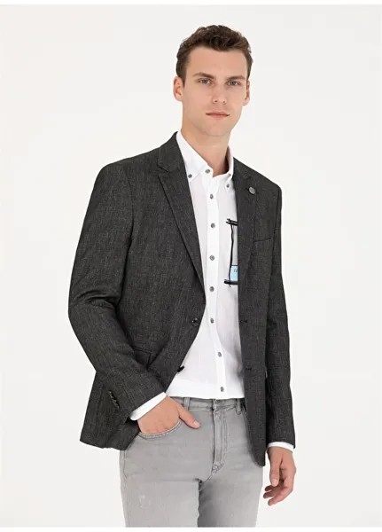 Черная мужская микро-куртка Slim Fit Pierre Cardin