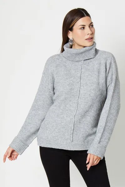 Уютный свитер со швом спереди и воротником-стойкой Wallis, серый