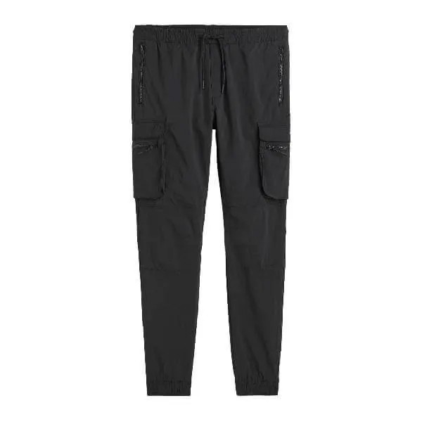 Брюки из нейлона H&M Skinny Fit Nylon Cargo Joggers, черный