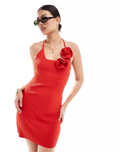 Платье мини Asos Design Knitted Rose, красный
