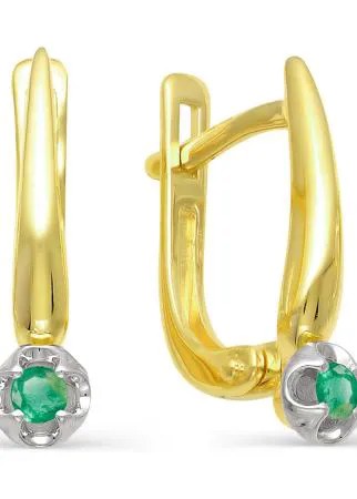 Серьги женские из золота АЛЬКОР 21798-301, изумруд