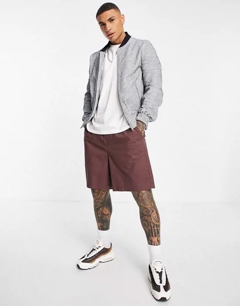 Серый строгий бомбер узкого кроя в рубчик (от комплекта) ASOS DESIGN