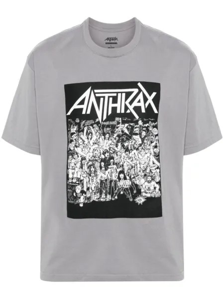 Neighborhood футболка с графичным принтом из коллаборации с Anthrax, серый