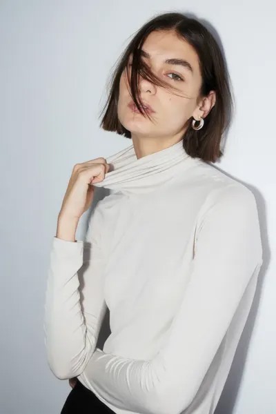 Блуза с воротником-поло H&M, белый