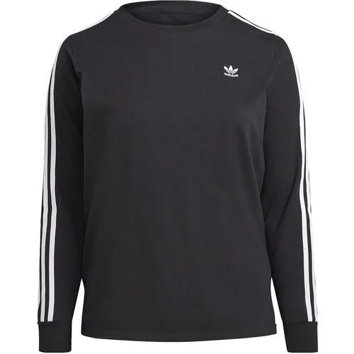 Лонгслив adidas Adicolor Classics Long Sleeve Tee (plus Size), силуэт прямой, размер 1X NUM, черный