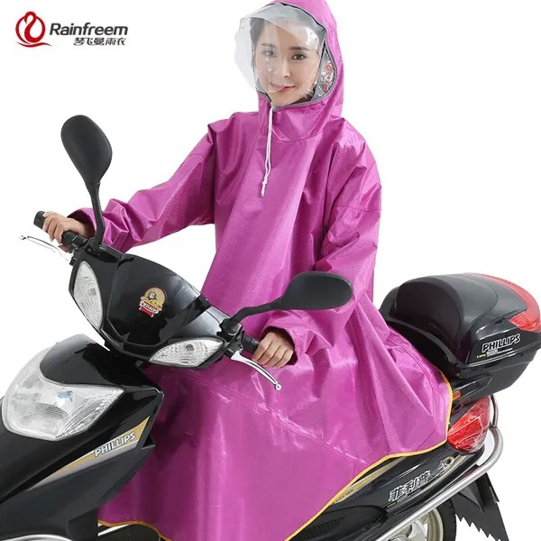 Rainfreem мужской/женский непроницаемый электромобиль/плащ от дождя для езды на велосипеде плотный дождевик двойной прозрачный капюшон от дожд...
