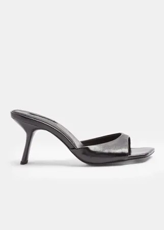 Черные мюли на расширяющемся каблуке Topshop-Черный цвет