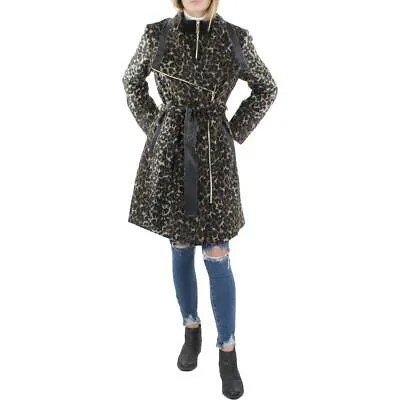 Женский черный тренч миди с леопардовым принтом Vince Camuto Верхняя одежда M BHFO 8764