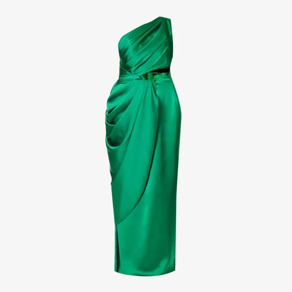Атласное платье макси river с вырезами Mimine Ag, зеленый