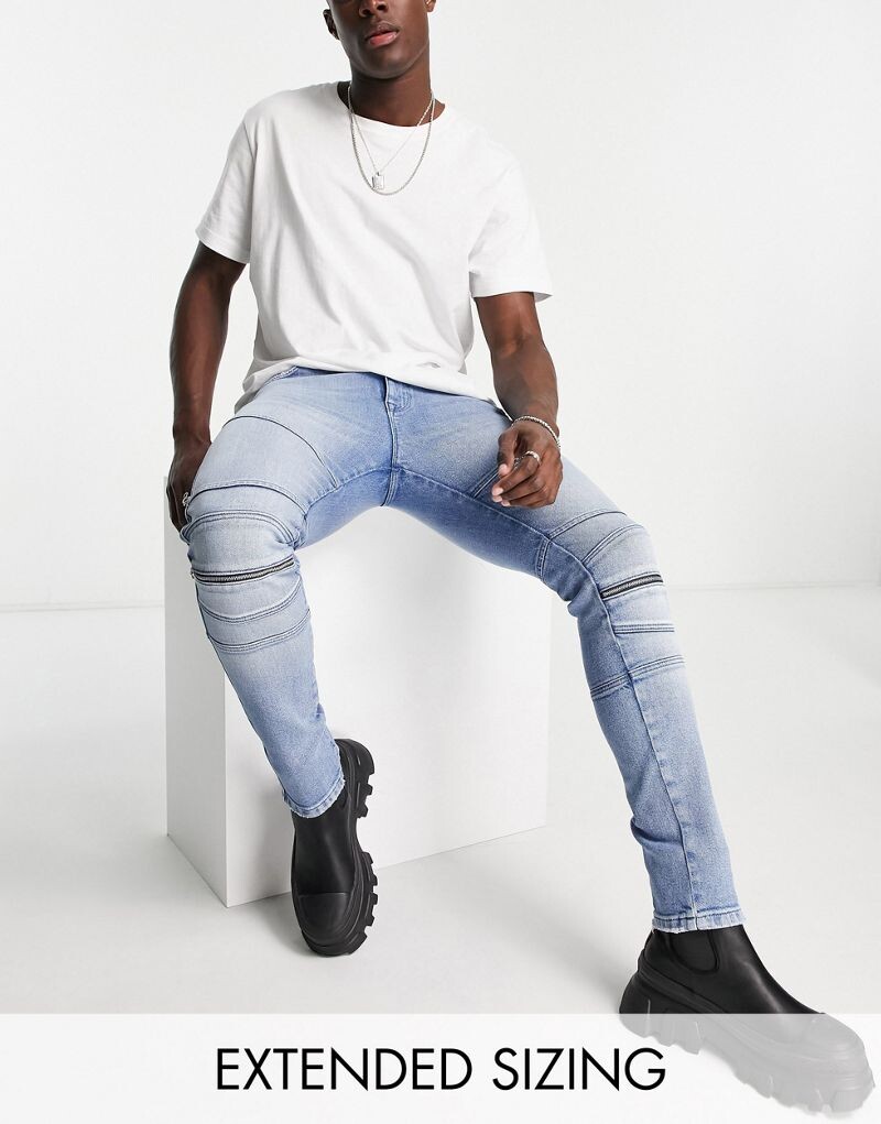 Джинсы скинни средней длины с молнией на коленях ASOS DESIGN