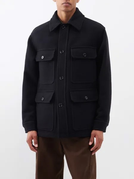 Охотничья шерстяная куртка с накладными карманами Lemaire, черный