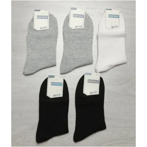 Носки Корона, 5 пар, размер 36-41, черный, белый, серый