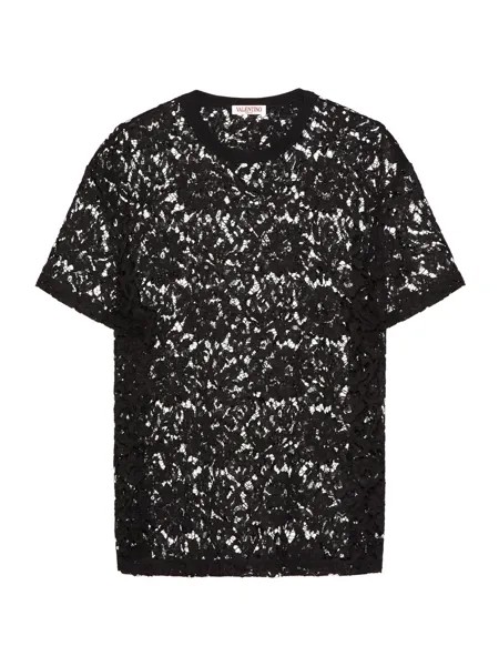 Кружевная футболка Valentino, черный