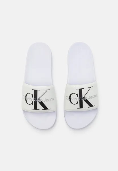 Шлепанцы Slide Monogram Calvin Klein, белые
