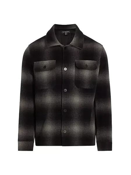 Куртка-рубашка приталенного кроя в клетку Shadow Saks Fifth Avenue, цвет gunmetal
