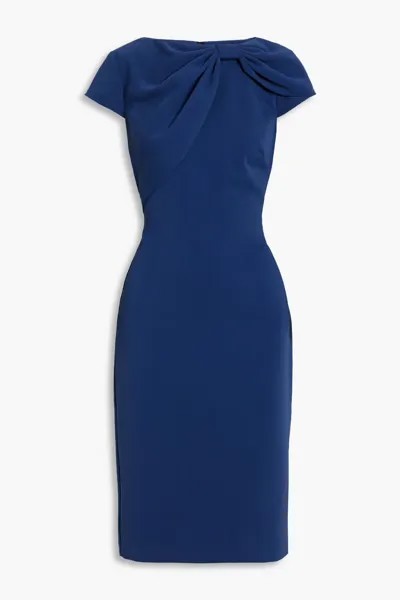 Платье из крепа с бантом Badgley Mischka, темно-синий