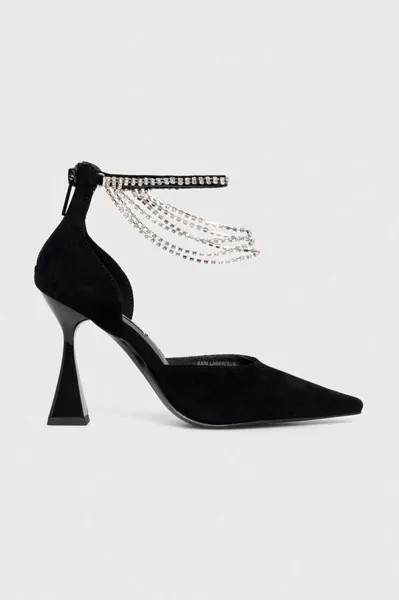 ДЕБЮТ II замшевые туфли на каблуке Karl Lagerfeld, черный