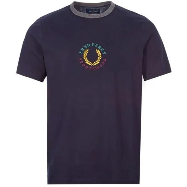 M8533 608 спортивная футболка с логотипом в морском стиле Fred Perry, синий