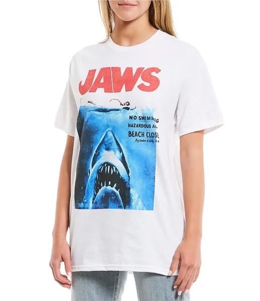 Футболка с постером к фильму Junk Food Jaws и графическим рисунком, белый