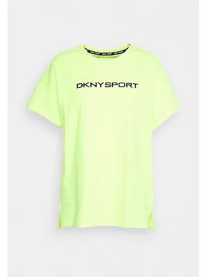 Женская зеленая хлопковая футболка DKNY SPORT с манжетами и логотипом Active Wear Plus 3X