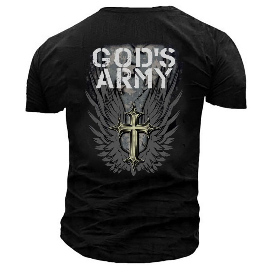 Мужская хлопковая футболка с принтом God's Army Cross