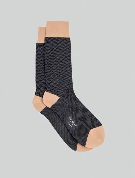 Высокие носки с узором «елочка» Hackett, темно-серый
