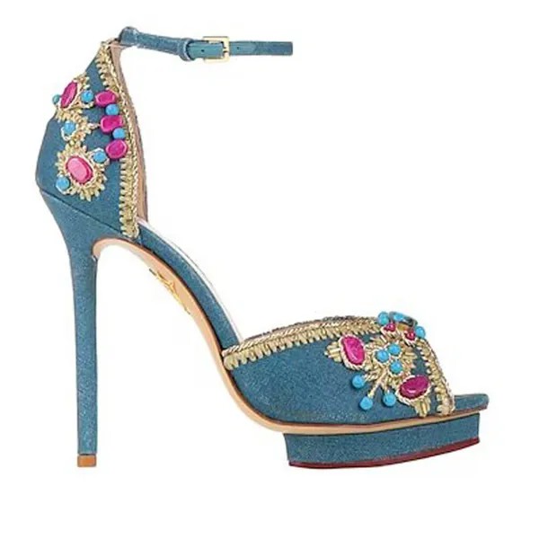 Туфли-лодочки с открытым носком Charlotte Olympia, синий