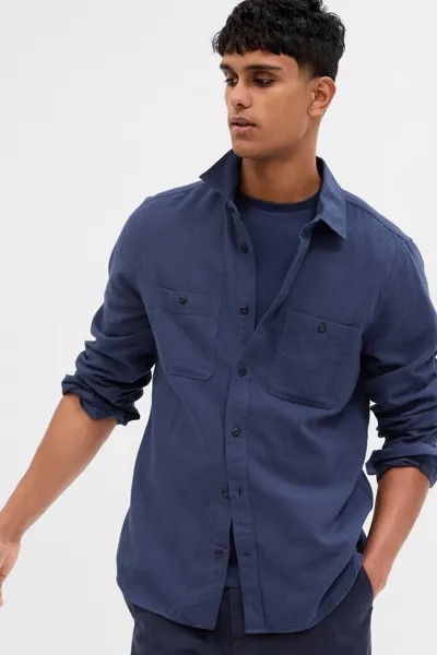 Рубашка на пуговицах в практичном стиле Gap, синий