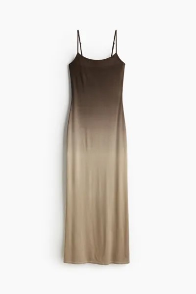 Платье H&M Ribbed Maxi, коричневый