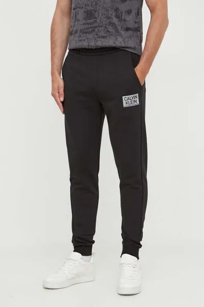 Хлопковые спортивные брюки Calvin Klein, черный
