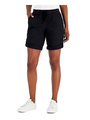 TOMMY HILFIGER Женские черные шорты с завышенной талией и кулиской на талии с подвернутыми манжетами, размер XL