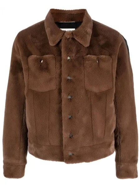 Saint Laurent джинсовая куртка с искусственным мехом, коричневый