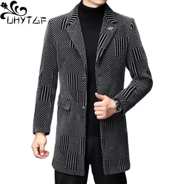 Высококачественные золотистые Соболиные бархатные шерстяные куртки UHYTGF для мужчин, молодежное зимнее пальто, мужская деловая повседневная мужская ветровка, верхняя одежда 239