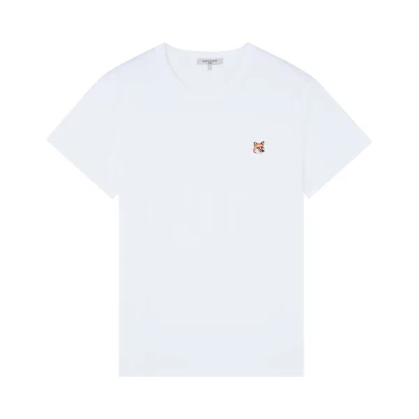 Классическая футболка Maison Kitsuné с нашивкой в виде головы лисы, цвет белый