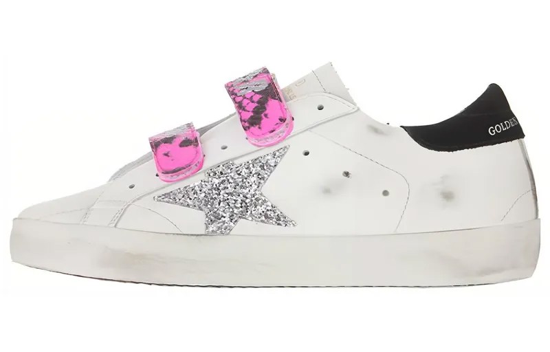 Кроссовки Golden Goose Old School Skateboarding Shoes Women's Low-top White Silver Star, серебряный