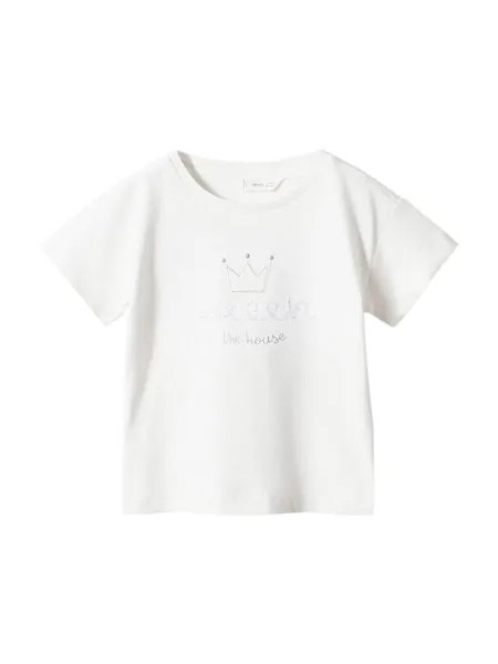 Футболка MANGO KIDS QUEEN, крем
