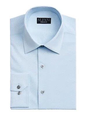 ALFANI Мужская голубая классическая рубашка с узором Chevron Performance Stretch XL 17/17,5- 36/37