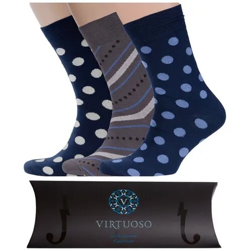 Мужские носки Virtuoso, 3 пары, классические, фантазийные, размер 25 (38-40), мультиколор