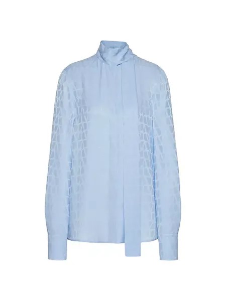Шелковая жаккардовая блузка Toile Iconographe Valentino Garavani, синий