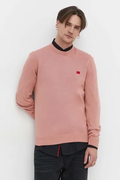 Хлопковый свитер Hugo, розовый