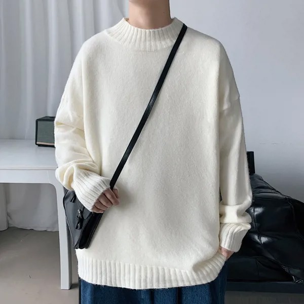 Свитер ветрозащитные модные свитера пуловеры простые мужские облегающие повседневные водолазки в Корейском стиле для мужчин