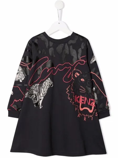 Kenzo Kids платье-свитер с принтом