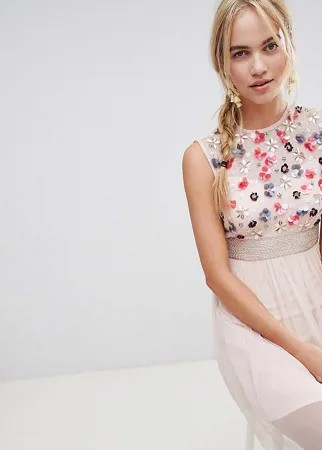 Платье мини с 3D-отделкой Lace & Beads-Розовый