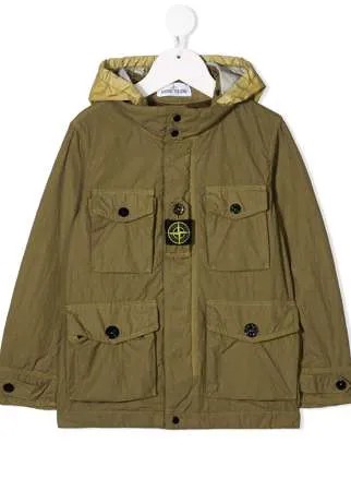 Stone Island Junior куртка с капюшоном и нашивкой-логотипом