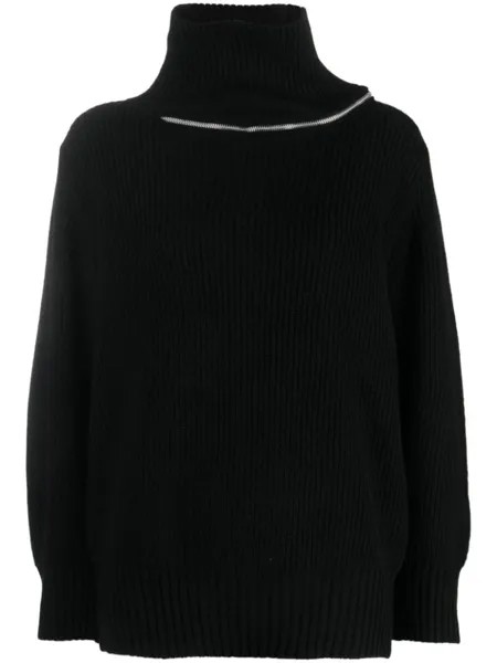 Sacai шерстяной джемпер с молнией, черный