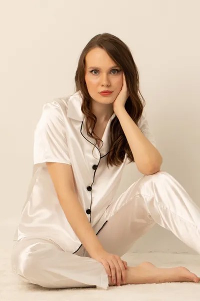 Женский атласный пижамный комплект Miorre, экрю