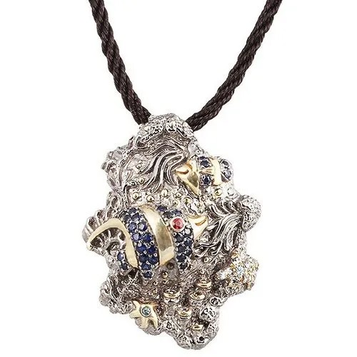 Подвеска ELEMENT47, серебро, 925 проба, сапфир, топаз